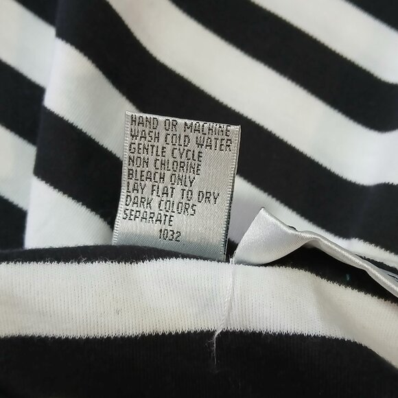 NWT Rafaella Black and White Striped Elbow Sleeve T Shirt Size Medium - Picture 6 of 9